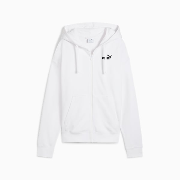 Chandail à capuchon en tissu bouclette confortable à fermeture éclair entière Essentials Small avec logo n<sup>o</sup> 1 Femme, PUMA White, extralarge